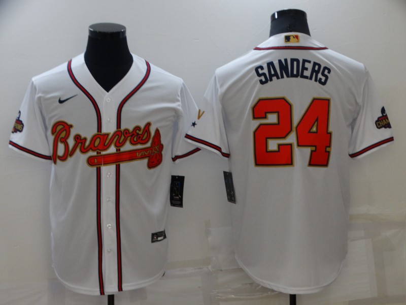 Men's Atlanta Braves Deion Sanders #24 White Jersey